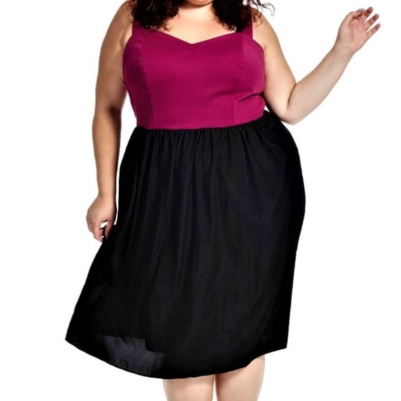2X 18/20 MBN PINK BLACK COLORBLOCK A-LINE dress - Picture 1 of 5
